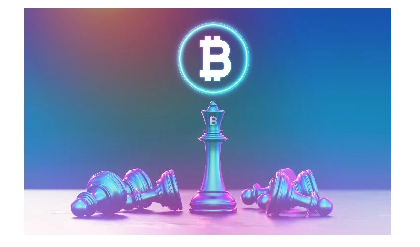 bitcoin logo with chess pieces