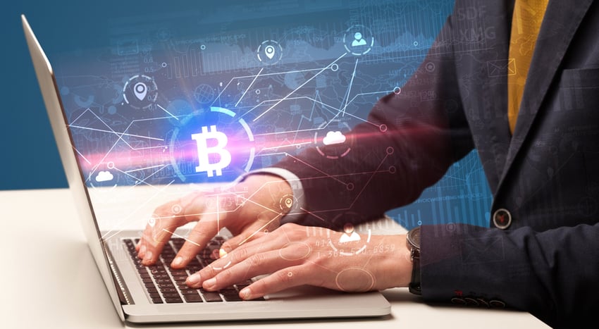 Person researching Bitcoins