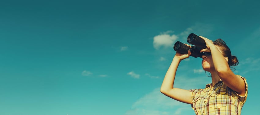 DOL and IRS Form 5500 June RT Article 2 with person looking through binoculars