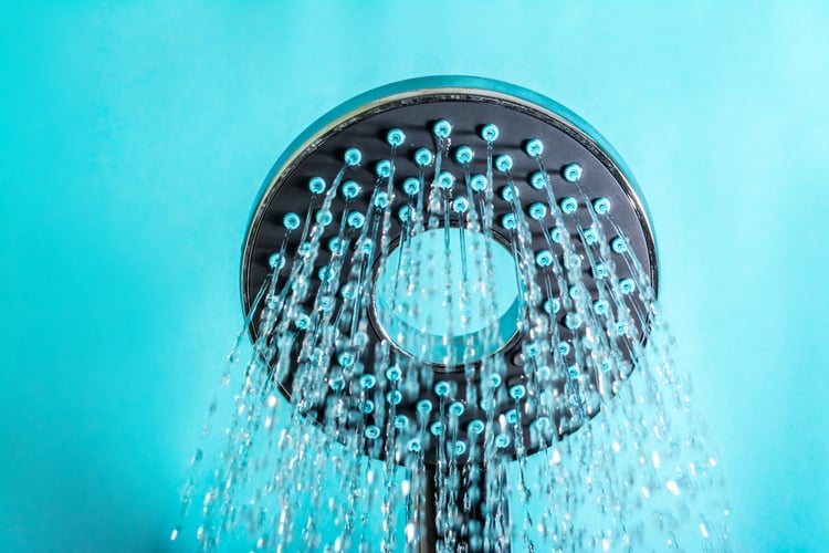 hot shower with stream of water
