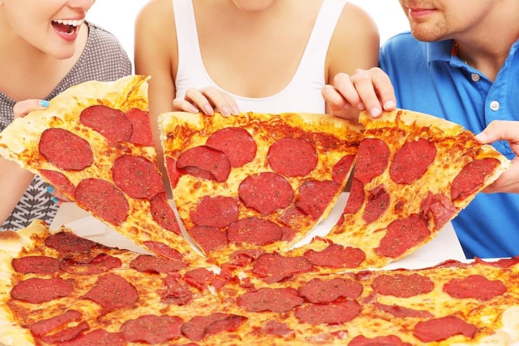 Pizza with 3 slices been removed