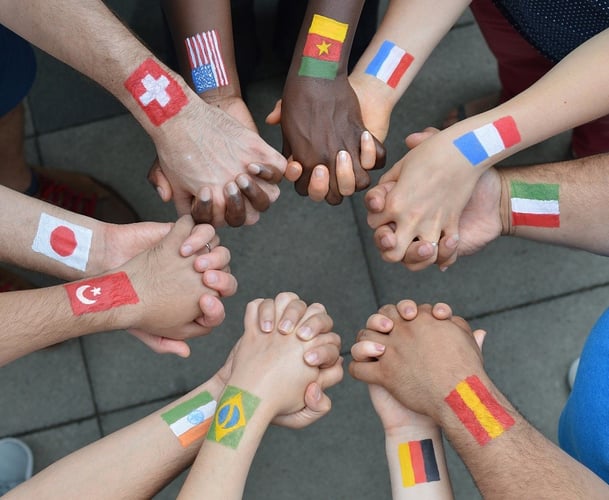 hands showing Xinternational equity markets