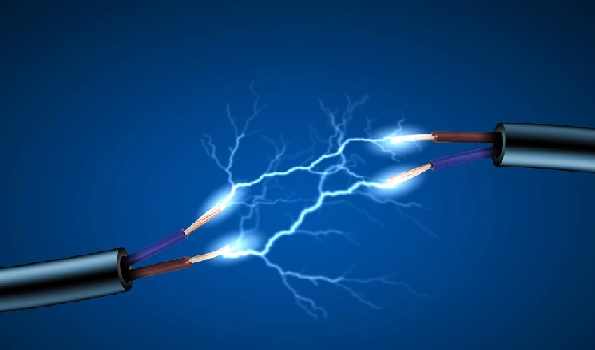 Electric cord with electricity sparks as symbol of Zoom integration 